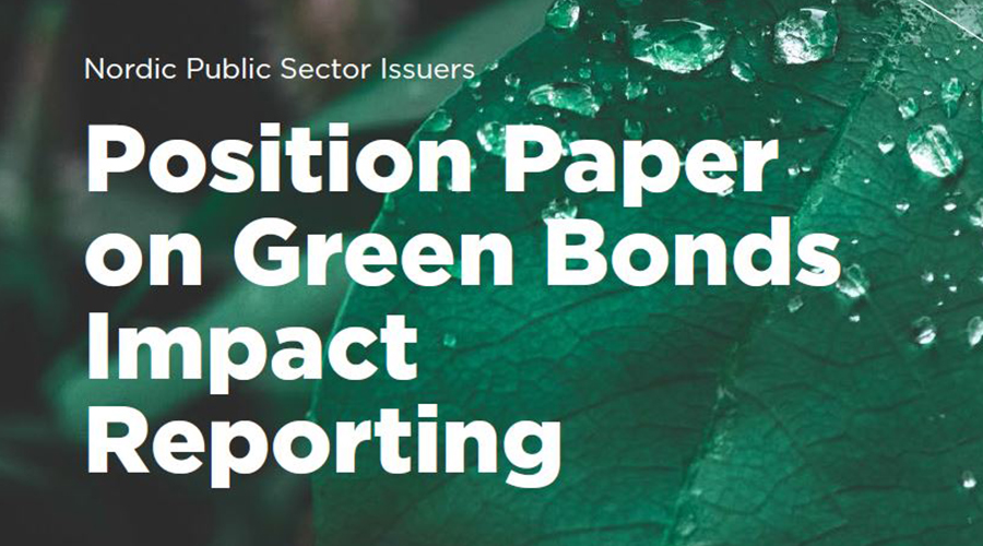 Otsikkokuva, jossa teksti Nordic Public Sector Issuers - Position Paper on Green Bonds Impact Reporting