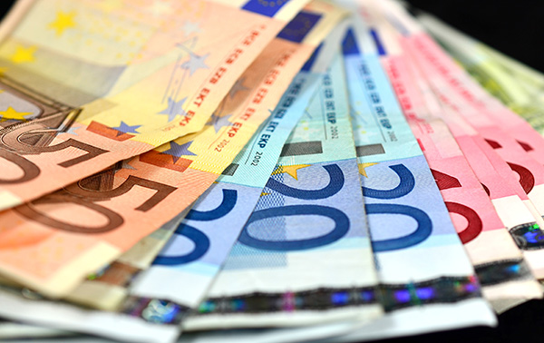 a decorative picture of Euro bills.