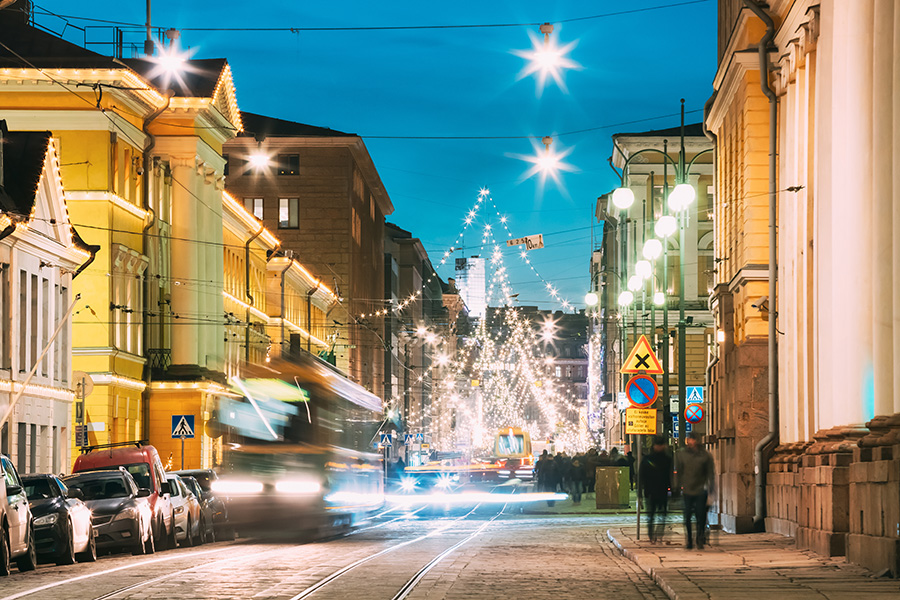 Decorative picture of Helsinki at Christmas time.