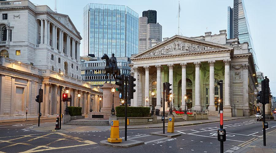 London Royal Exchange, luxury shopping centre and Bank of England