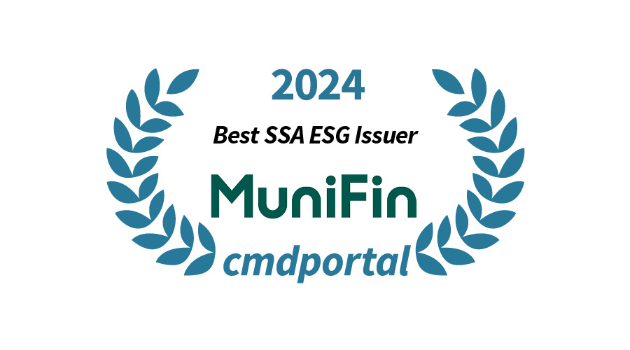 Cmd Portal's award wreath for MuniFin as the best SSA ESG issuer of 2024.