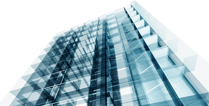 A decorative picture of a modern office building.