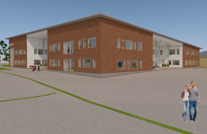 A drawing of the planned education centre in Tohmajärvi.
