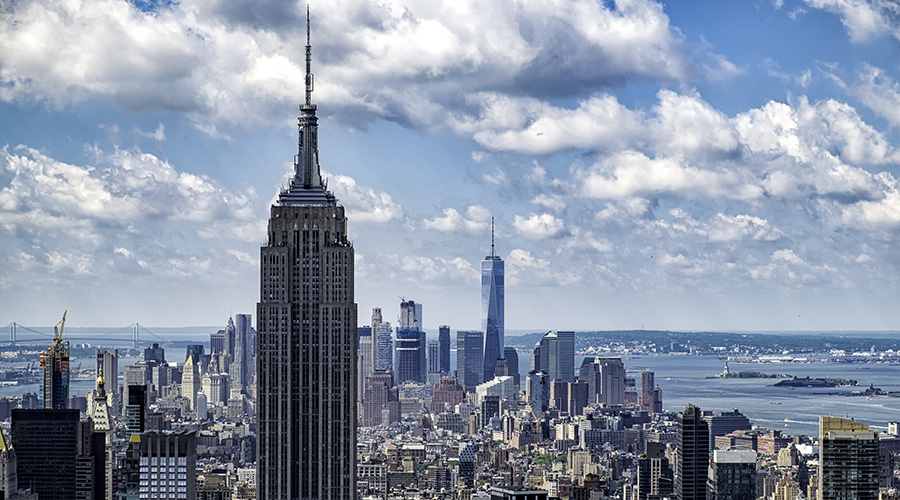 New York skyline on a bright and sunny day