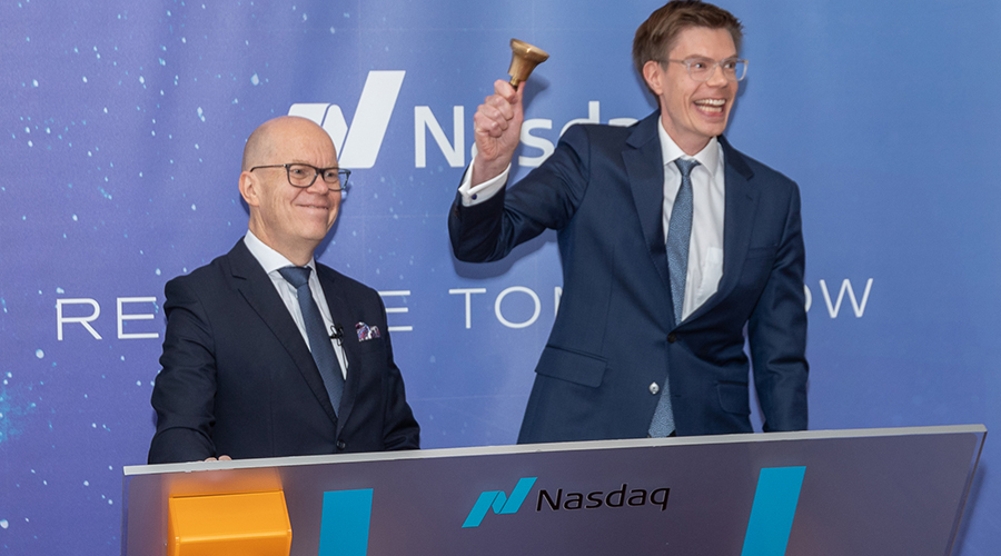 MuniFin´c Esa Kallio and Antti Kontio rang the openig bell at Nasdaq Helsinki.