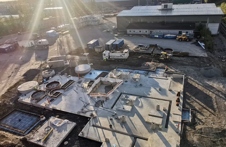 Aerial photograph of the foundations of the Seinäjoen Energia biofuel plant.