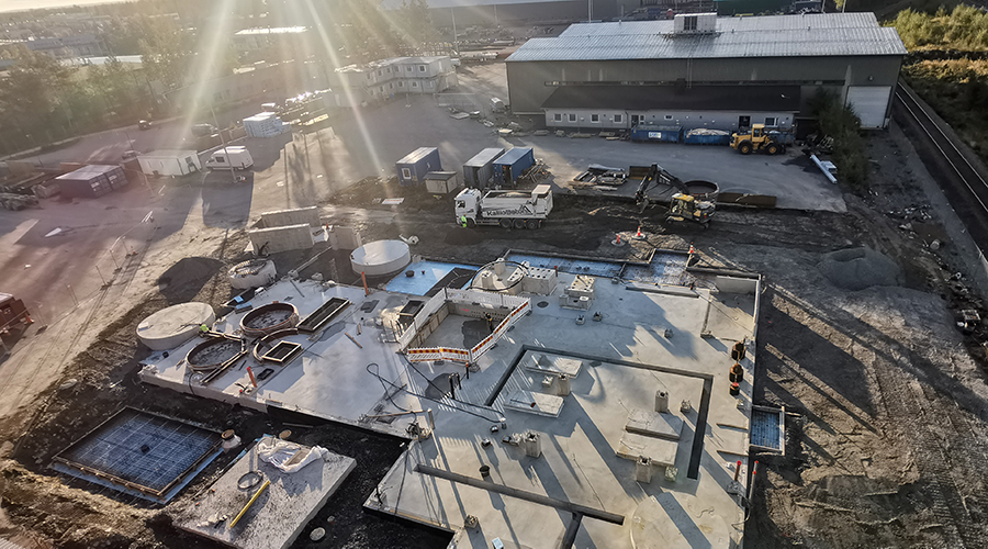 Aerial photograph of the foundations of the Seinäjoen Energia biofuel plant.