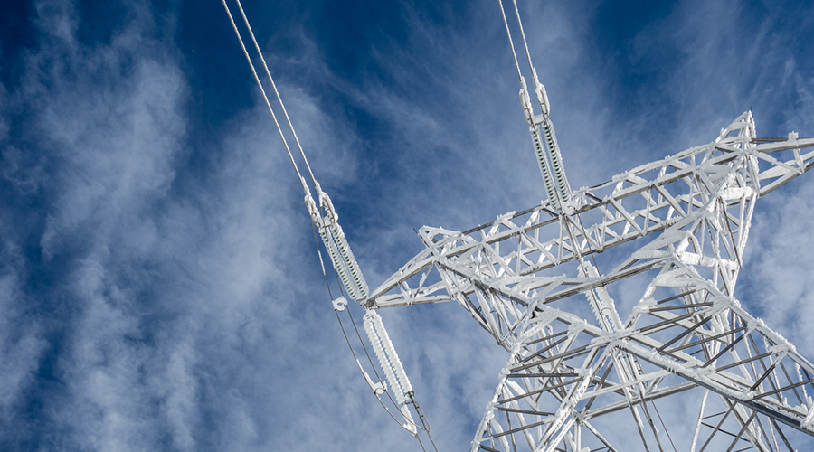 Electricity pylon in winter