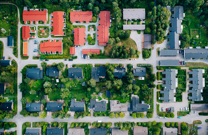 Aerial view of residential houses in Finland