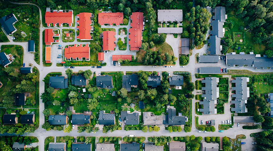 Aerial view of residential houses in Finland