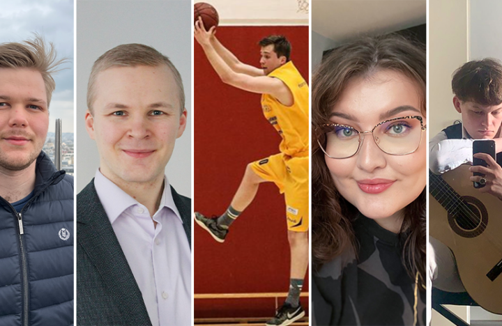 Kuvassa on Kuntarahoituksen viisi kesätyöntekijää Elmo Martela, Matias Koponen, Joel Jokinen, Elsa Haavisto ja Aku Miettilä.