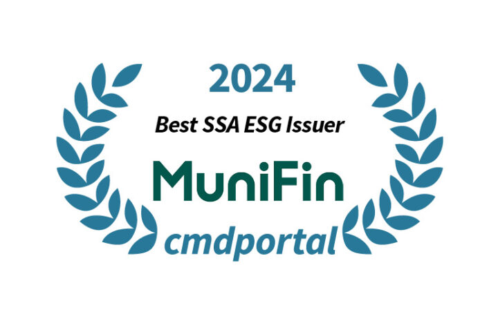 Cmd Portal's award wreath for MuniFin as the best SSA ESG issuer of 2024.