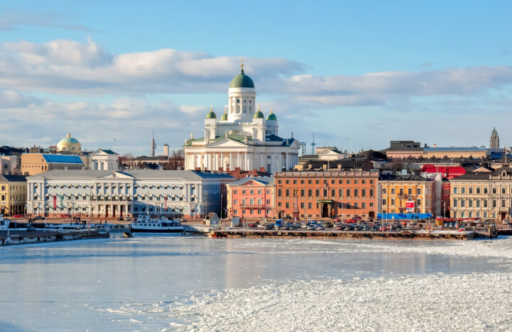 Winter scenery from central Helsinki, Finland