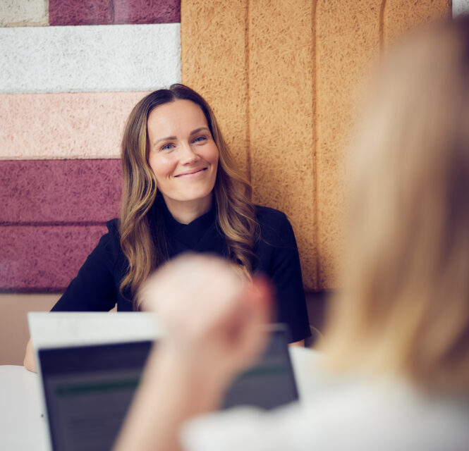 Smiling woman sitting